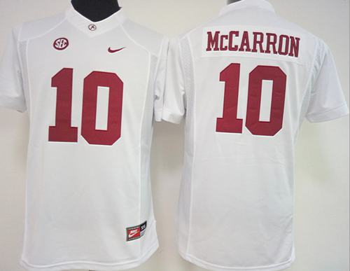 Crimson Tide #10 AJ McCarron White Women's Stitched NCAA Jersey - Click Image to Close